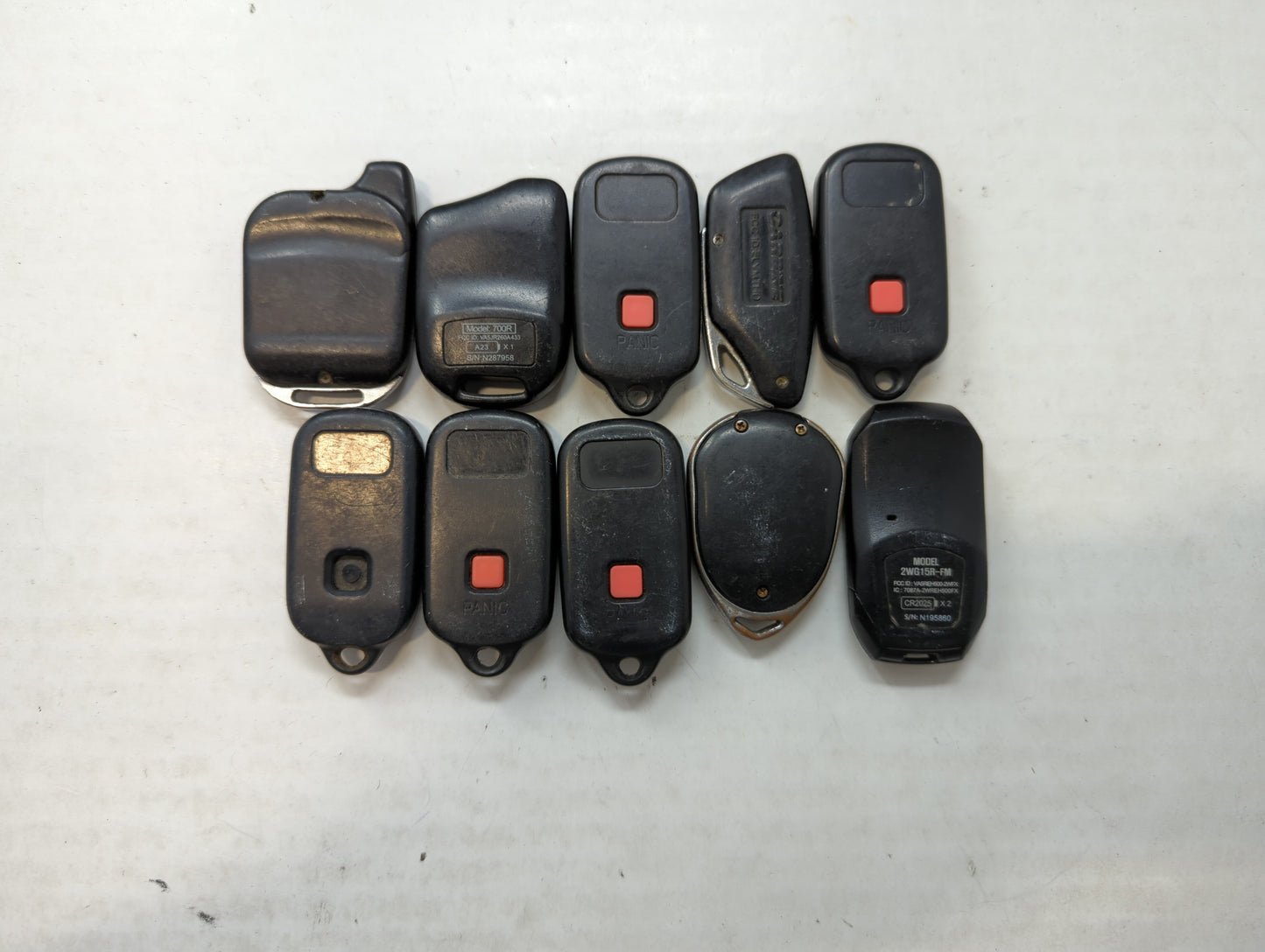 Lot of 10 Aftermarket Keyless Entry Remote Fob MIXED FCC IDS MIXED PART - Oemusedautoparts1.com