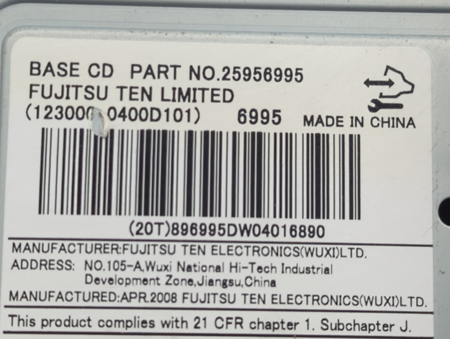 2008 Chevrolet Equinox Radio AM FM Cd Player Receiver Replacement Fits OEM Used Auto Parts - Oemusedautoparts1.com