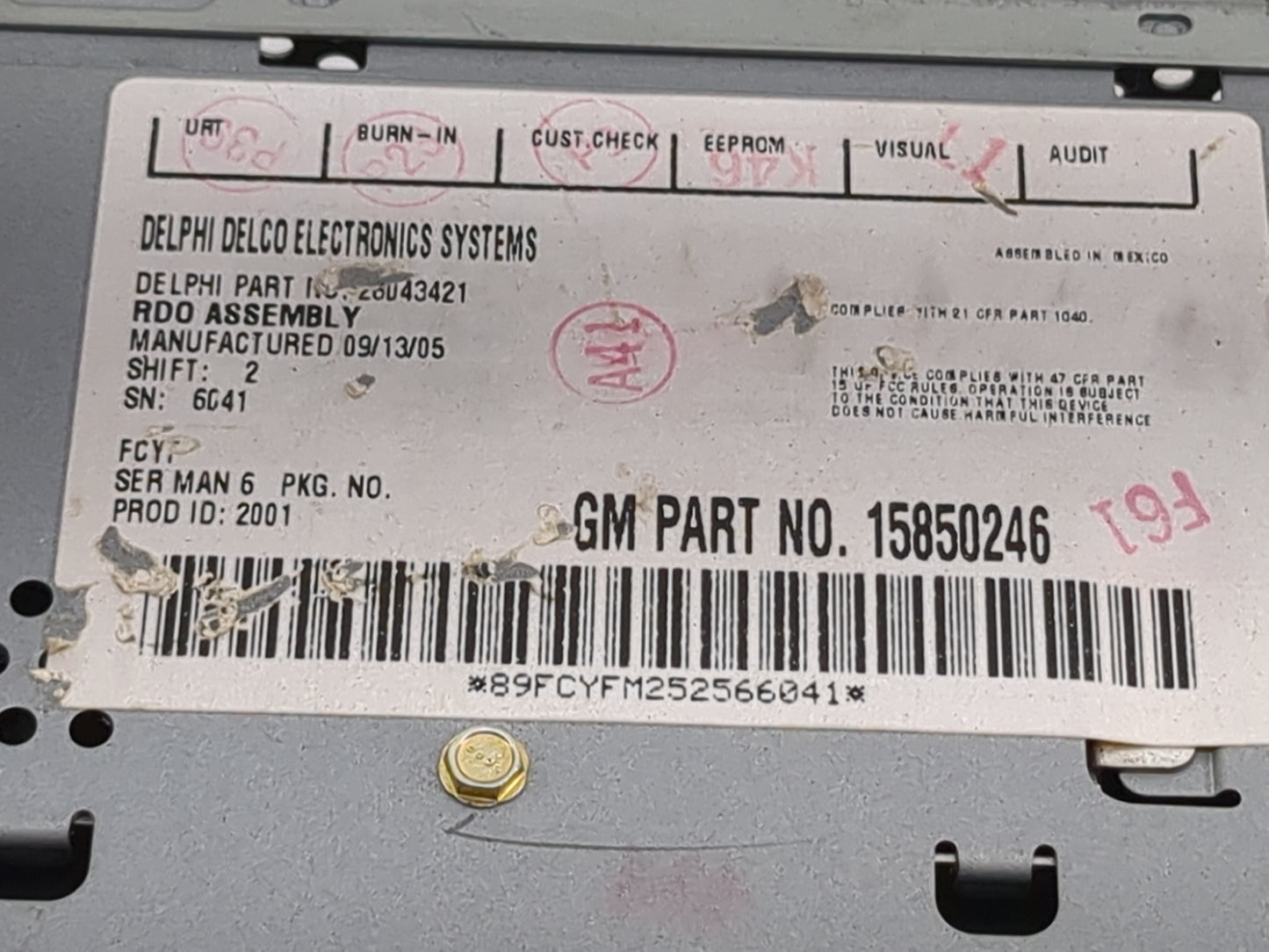 2006 Chevrolet Equinox Radio AM FM Cd Player Receiver Replacement Fits OEM Used Auto Parts - Oemusedautoparts1.com