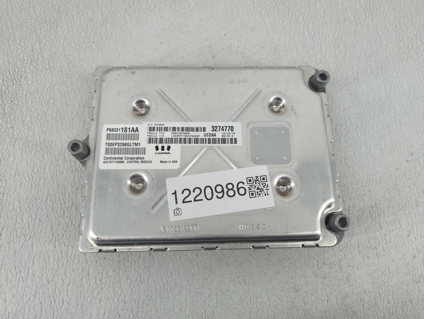 0 Dodge Ram 1500 PCM Engine Control Computer ECU ECM PCU OEM P/N:P68331181AA Fits Fits 219 OEM Used Auto Parts - Oemusedauto