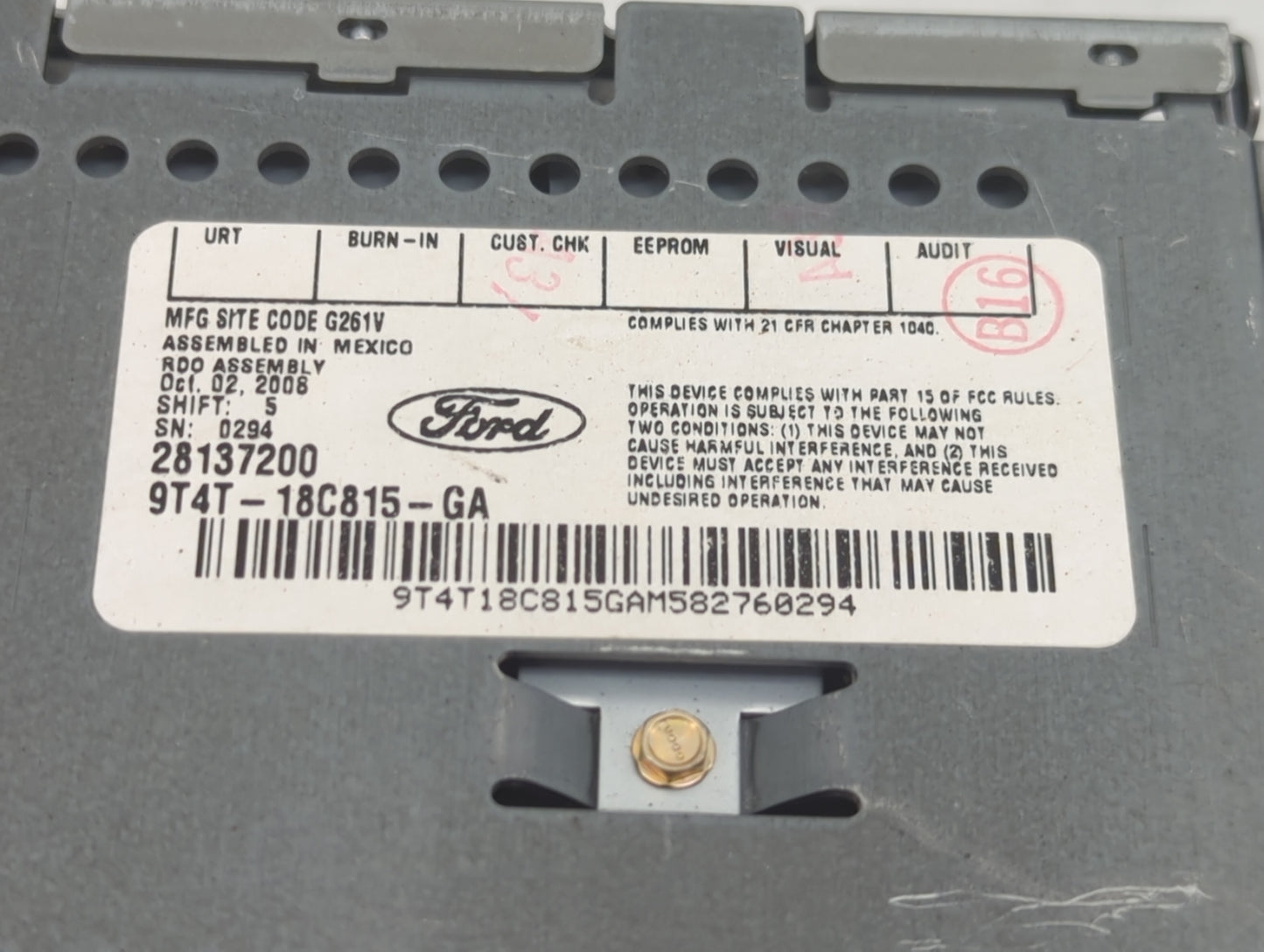 2009 Ford Edge Radio AM FM Cd Player Receiver Replacement Fits OEM Used Auto Parts - Oemusedautoparts1.com
