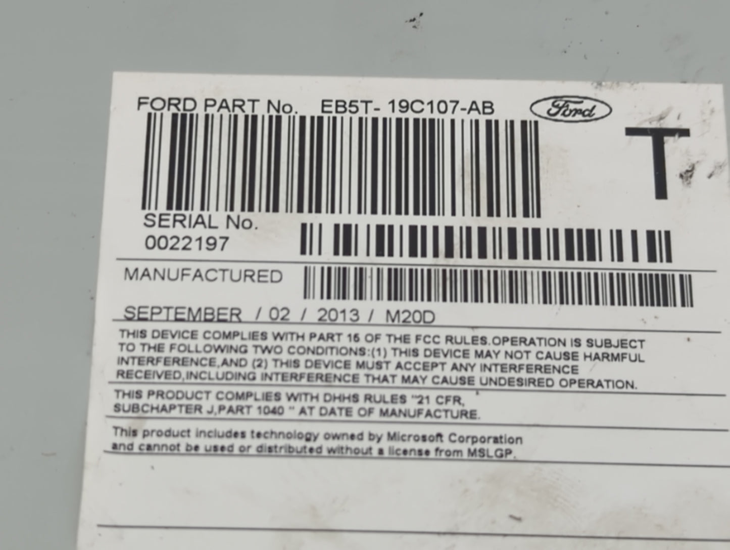 2014 Ford Explorer Radio AM FM Cd Player Receiver Replacement Fits OEM Used Auto Parts - Oemusedautoparts1.com
