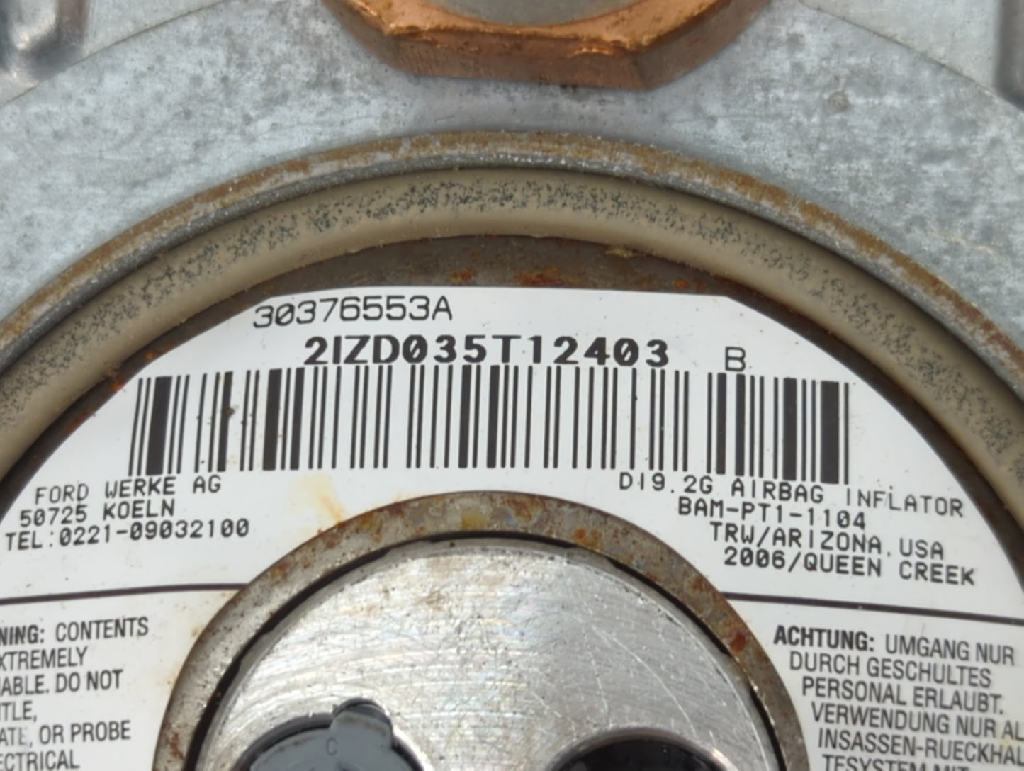 2006-2010 Ford Explorer Air Bag Driver Left Steering Wheel Mounted - Oemusedautoparts1.com