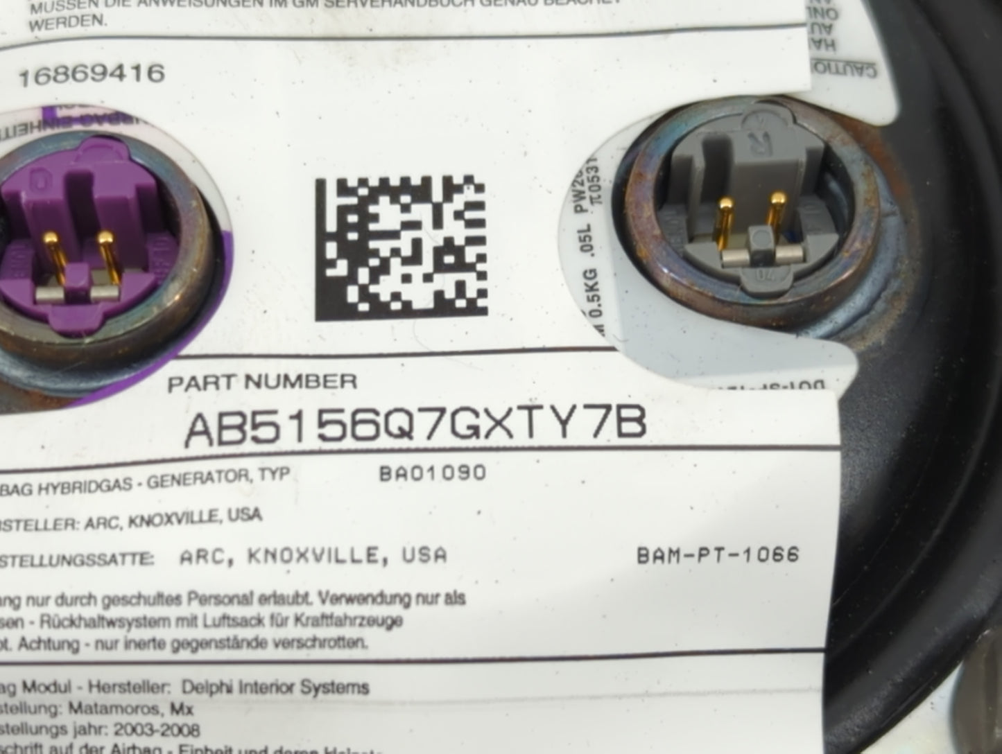 2006-2010 Pontiac G6 Air Bag Driver Left Steering Wheel Mounted 1138127 - Oemusedautoparts1.com