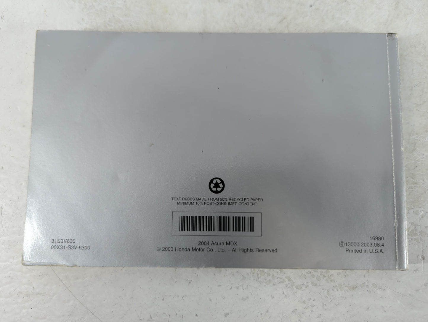 2004 Acura Mdx Owners Manual Book Guide P/N:00X31-S3V 6300 OEM Used Auto Parts