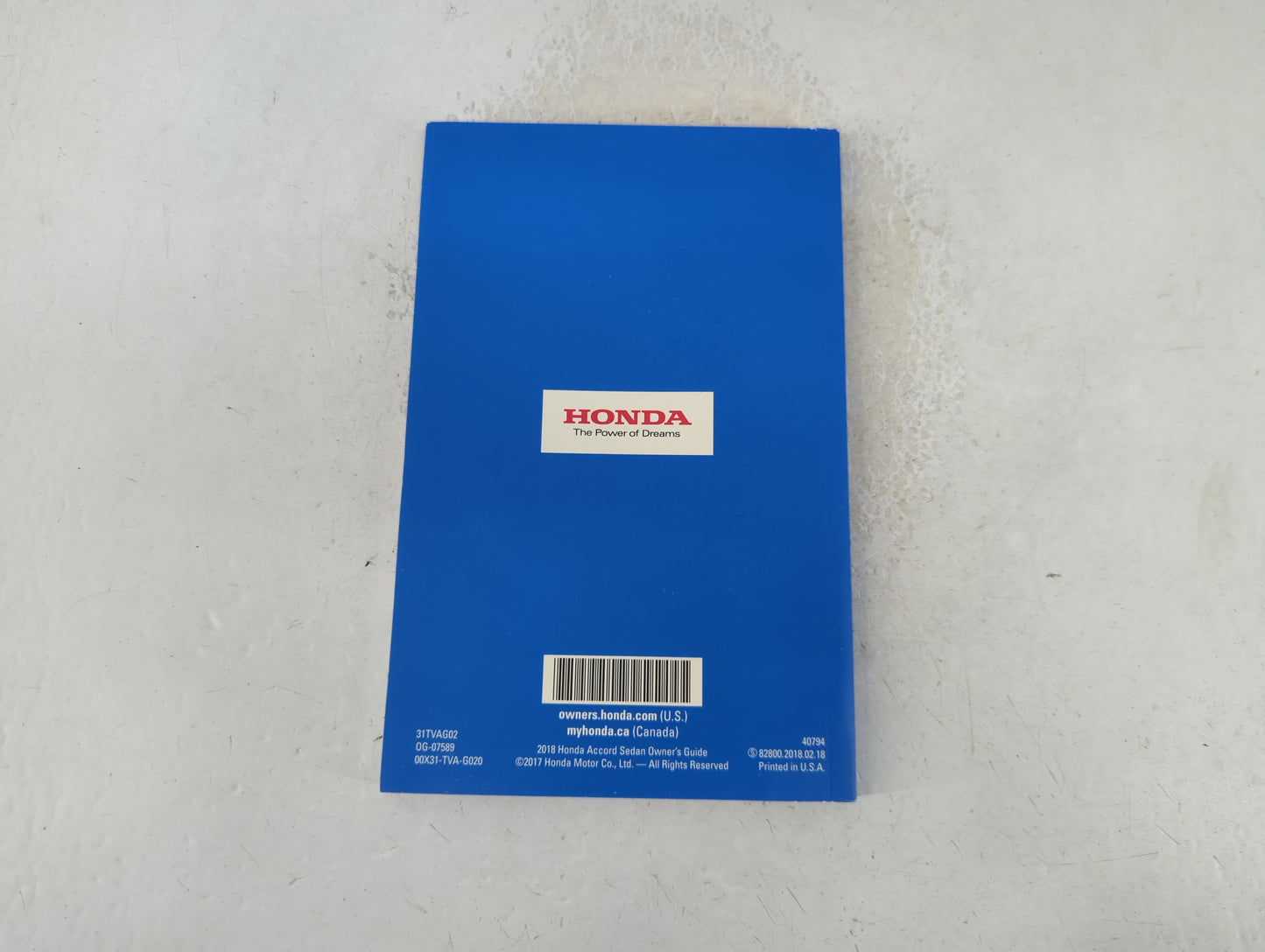 2018 Honda Accord Owners Manual Book Guide P/N:00X31-TVA-G020 OEM Used Auto Parts