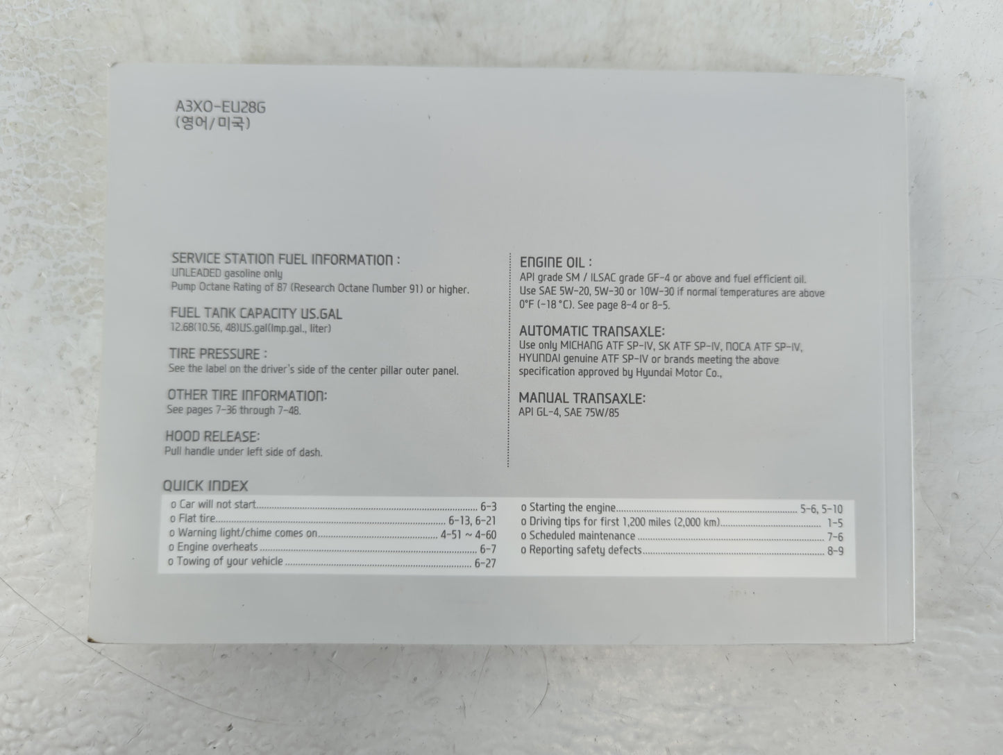 2013 Hyundai Elantra Owners Manual Book Guide P/N:A3X0-EU28G OEM Used Auto Parts