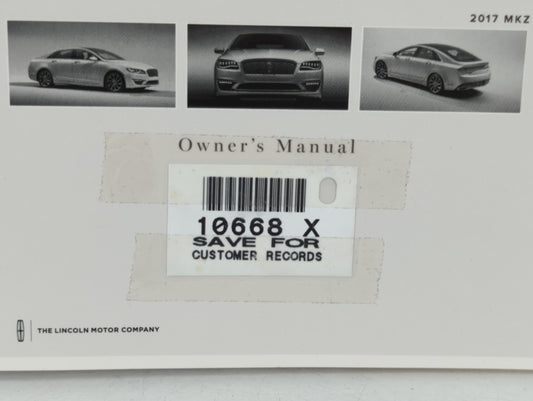 2017 Lincoln Mkz Owners Manual Book Guide P/N:HH6J 19A321 AA OEM Used Auto Parts