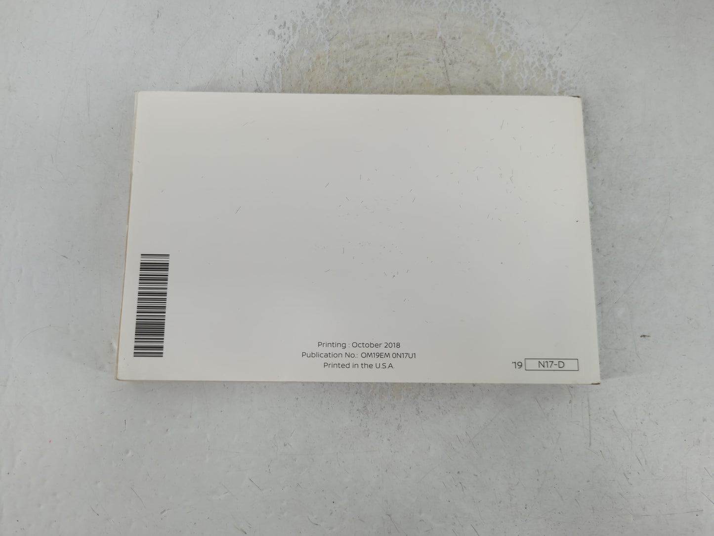 2019 Nissan Versa Owners Manual Book Guide P/N:OM19EM 0N17U1 OEM Used Auto Parts