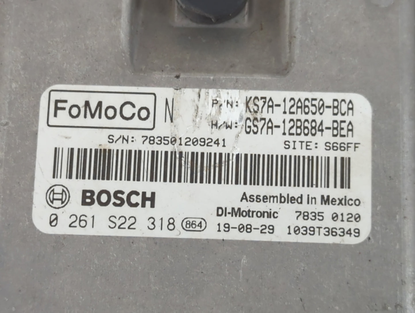 2020 Ford Fusion PCM Engine Control Computer ECU ECM PCU OEM P/N:GS7A-12B684-BEA KS7A-12A650-BCA Fits OEM Used Auto Parts