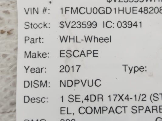2013-2019 Ford Escape Spare Donut Tire Wheel Rim Oem