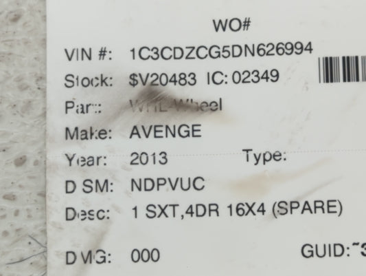 2008-2014 Dodge Avenger Spare Donut Tire Wheel Rim Oem