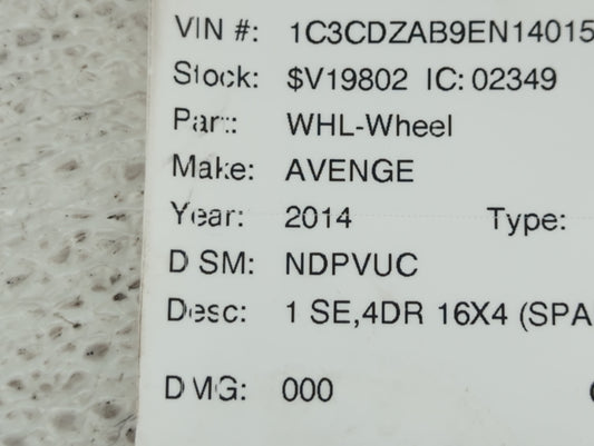 2008-2014 Dodge Avenger Spare Donut Tire Wheel Rim Oem