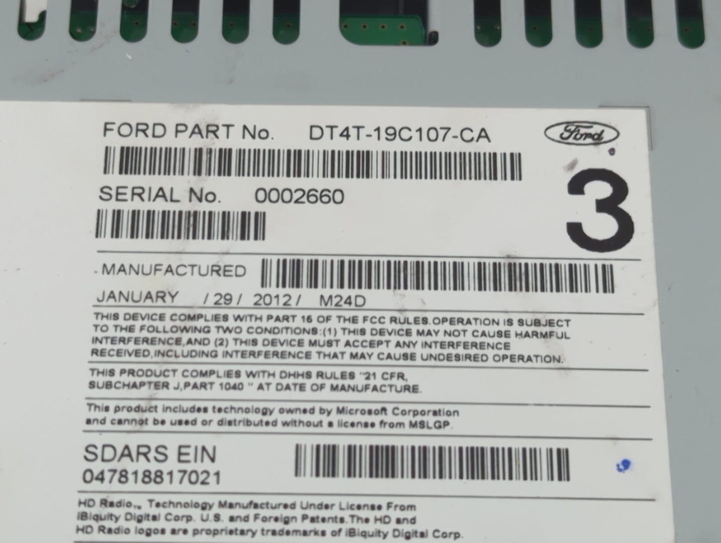 2013 Lincoln Mkx Radio AM FM Cd Player Receiver Replacement P/N:DT4T-19C107-CA Fits OEM Used Auto Parts - Oemusedautoparts1.com