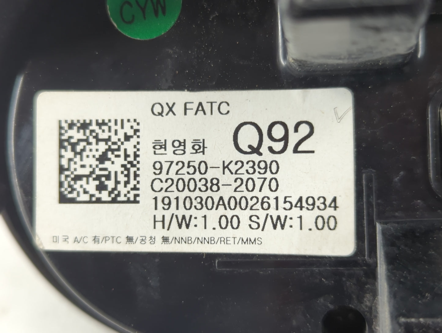 2020 Hyundai Venue Climate Control Module Temperature AC/Heater Replacement P/N:97250-K2390 Fits OEM Used Auto Parts