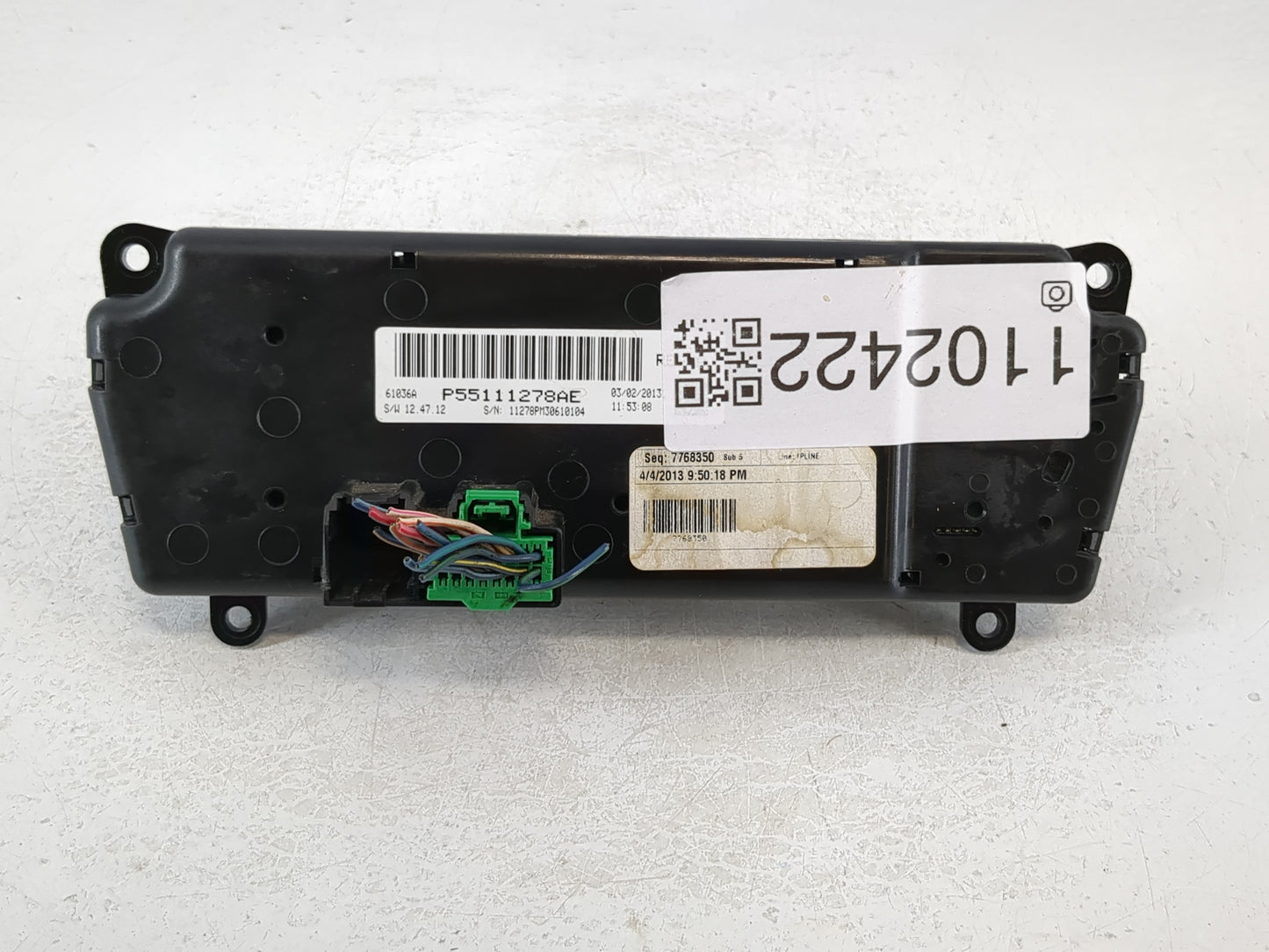 2014 Jeep Compass Climate Control Module Temperature AC/Heater Replacement P/N:P55111278AE Fits Fits 2011 2012 2013 2015 2016 2017 OEM Used Auto Parts - Oemusedautoparts1.com