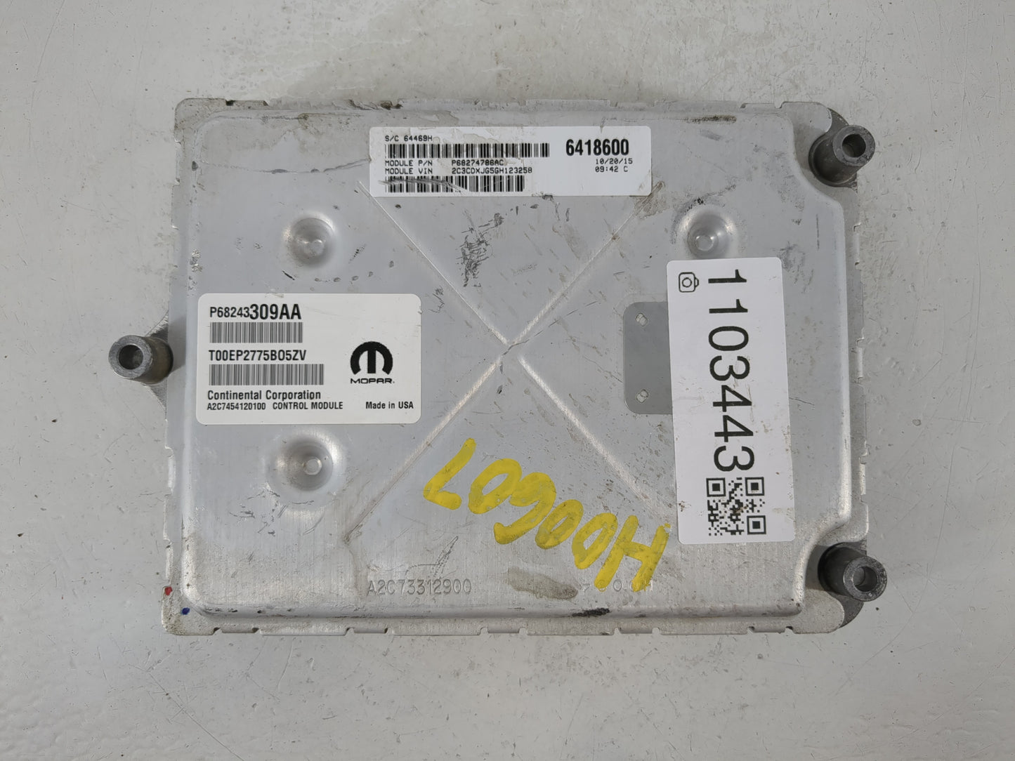 2016-2017 Dodge Charger PCM Engine Control Computer ECU ECM PCU OEM P/N:P68274786AC Fits Fits 2016 2017 OEM Used Auto Parts