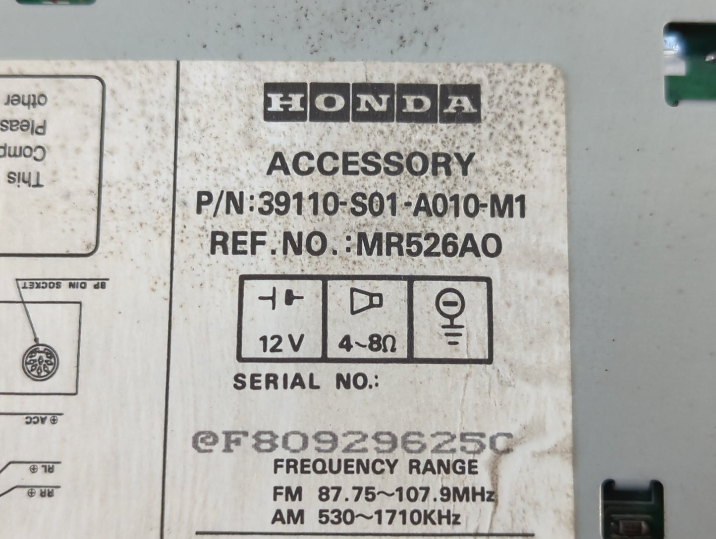 1996-1998 Honda Civic Radio AM FM Cd Player Receiver Replacement P/N:39110-S01-A010-M1 Fits Fits 1994 1995 1996 1997 1998 OE