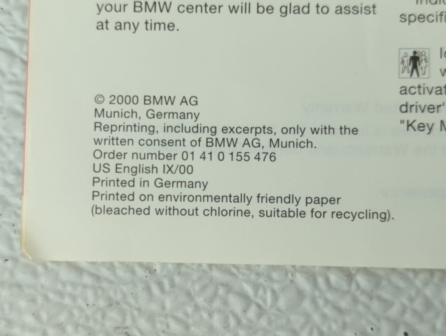 2000 Bmw 320i Owners Manual Book Guide OEM Used Auto Parts - Oemusedautoparts1.com