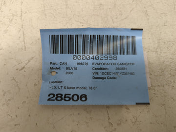 2000 Chevrolet Silverado 1500 Pickup Fuel Vapor Charcoal Canister