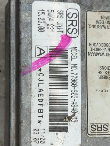 1997-2000 Honda Civic Safety Restraint Srs Airbag Control Module
