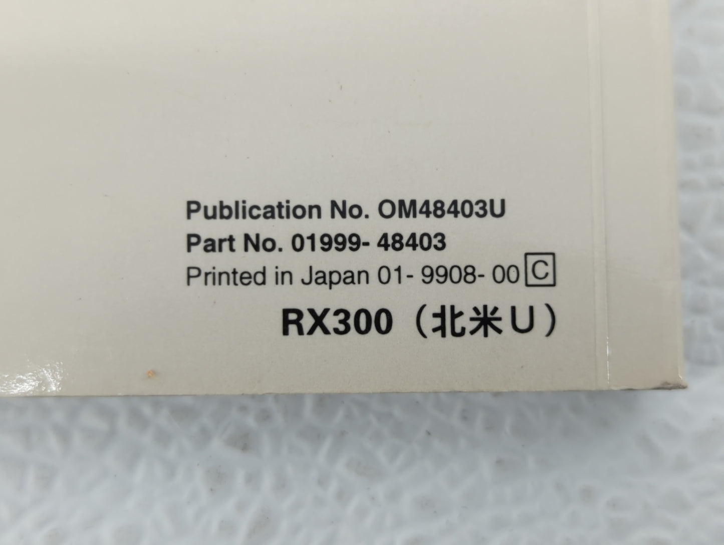 2000 Lexus Rx300 Owners Manual Book Guide OEM Used Auto Parts - Oemusedautoparts1.com