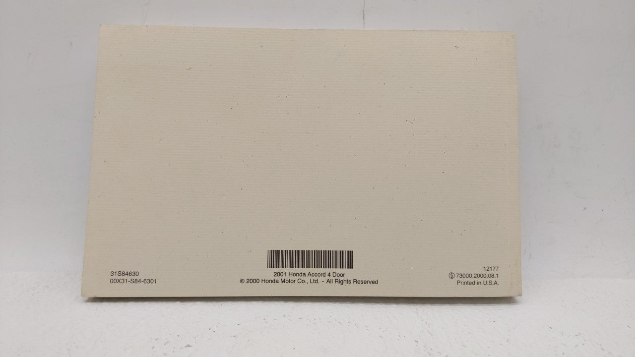 2001 Honda Accord Owners Manual Book Guide OEM Used Auto Parts - Oemusedautoparts1.com