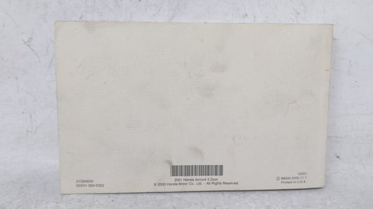 2001 Honda Accord Owners Manual Book Guide OEM Used Auto Parts