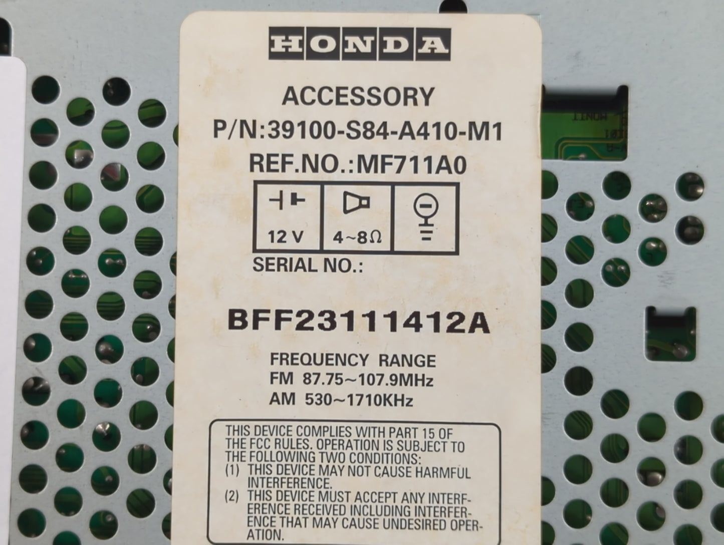 2001-2002 Honda Accord Am Fm Cd Player Radio Receiver - Oemusedautoparts1.com