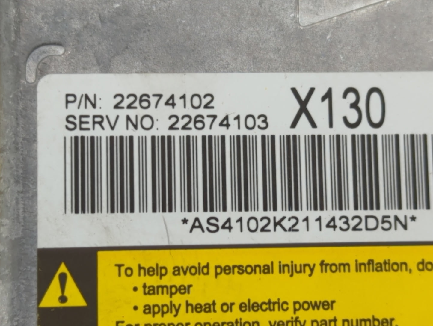 2001-2002 Pontiac Grand Am Airbag Control Module - Oemusedautoparts1.com
