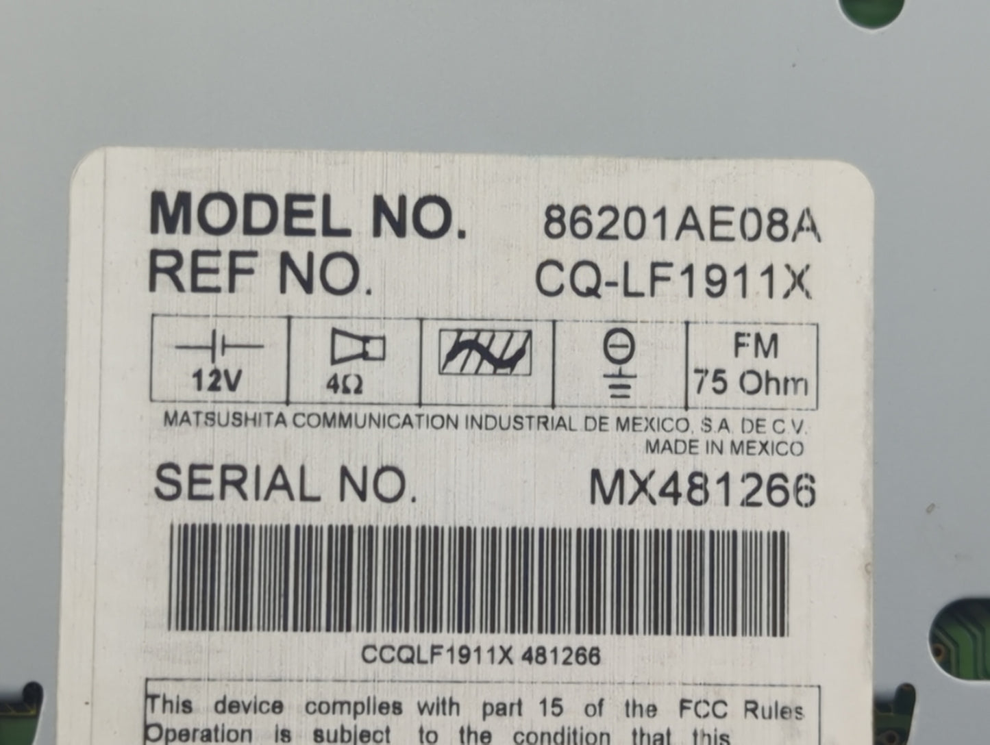 2000-2002 Subaru Legacy Radio AM FM Cd Player Receiver Replacement P/N:86201AE08A Fits Fits 2000 2001 2002 OEM Used Auto Par