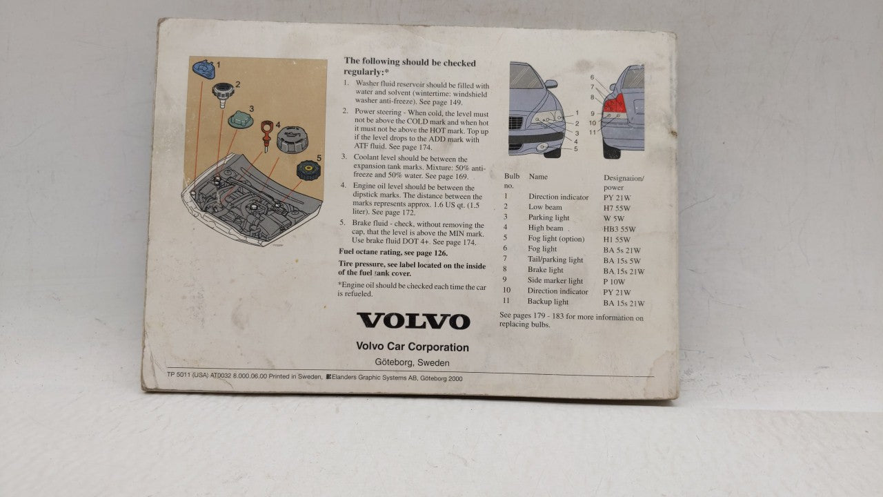 2001 Volvo S60 Owners Manual Book Guide OEM Used Auto Parts - Oemusedautoparts1.com