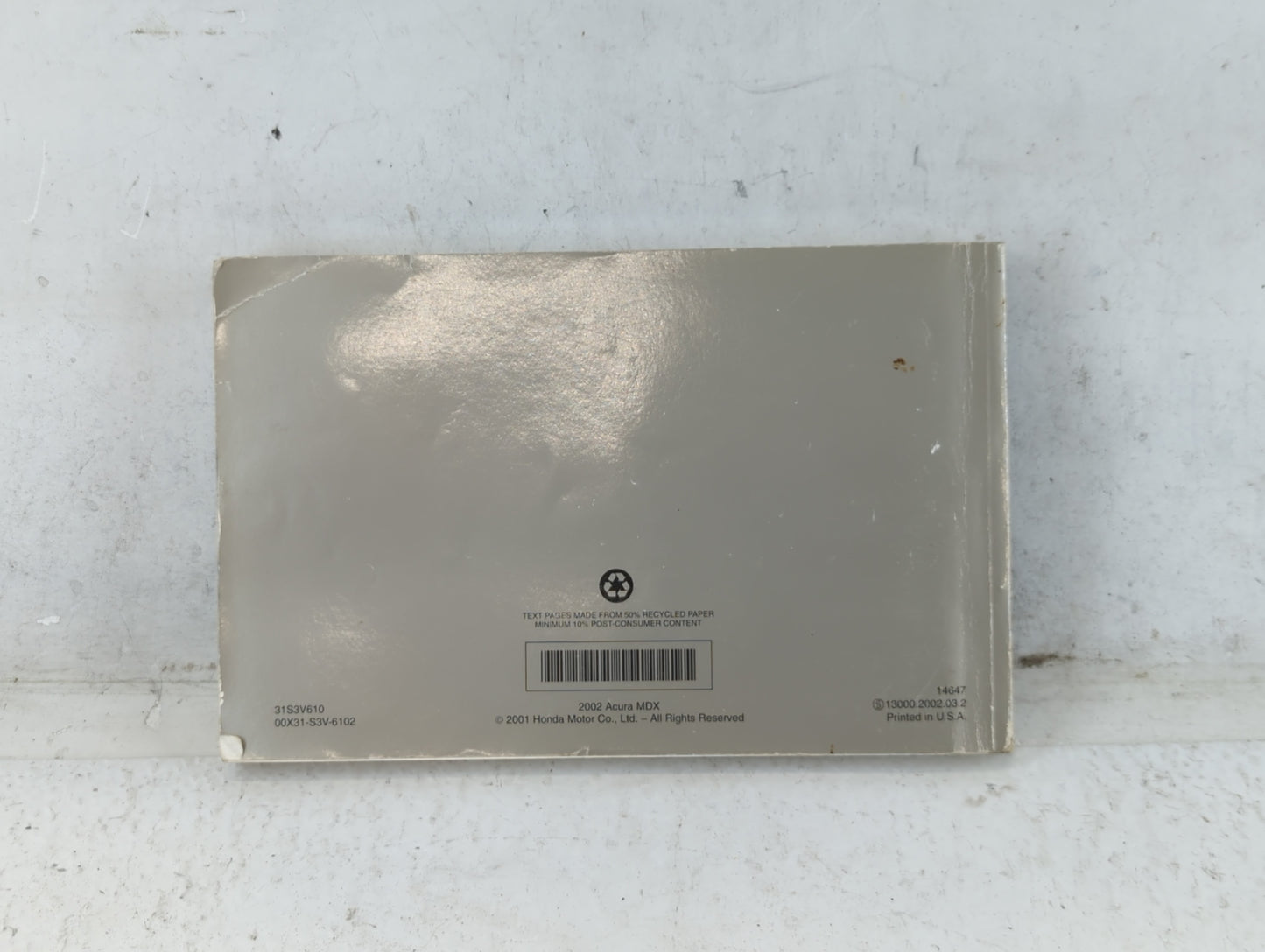2002 Acura Mdx Owners Manual Book Guide P/N:31S3V610 00X31-S3V-6102 OEM Used Auto Parts - Oemusedautoparts1.com