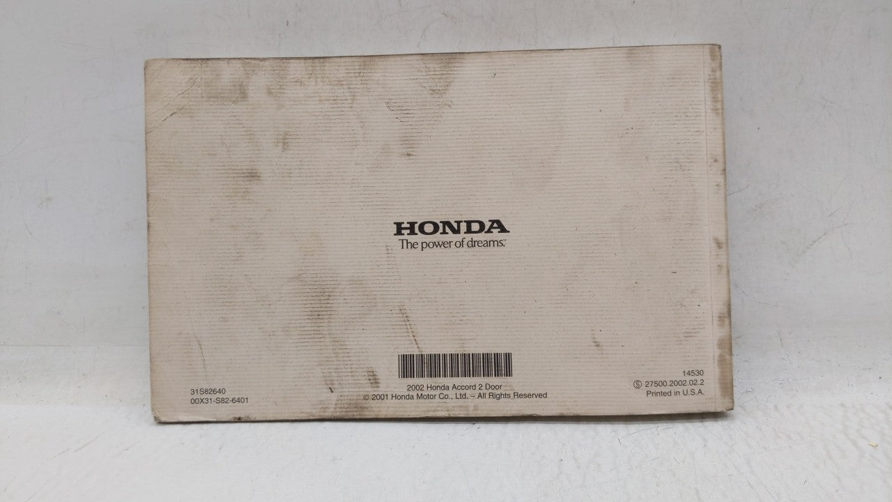 2002 Honda Accord Owners Manual Book Guide OEM Used Auto Parts - Oemusedautoparts1.com