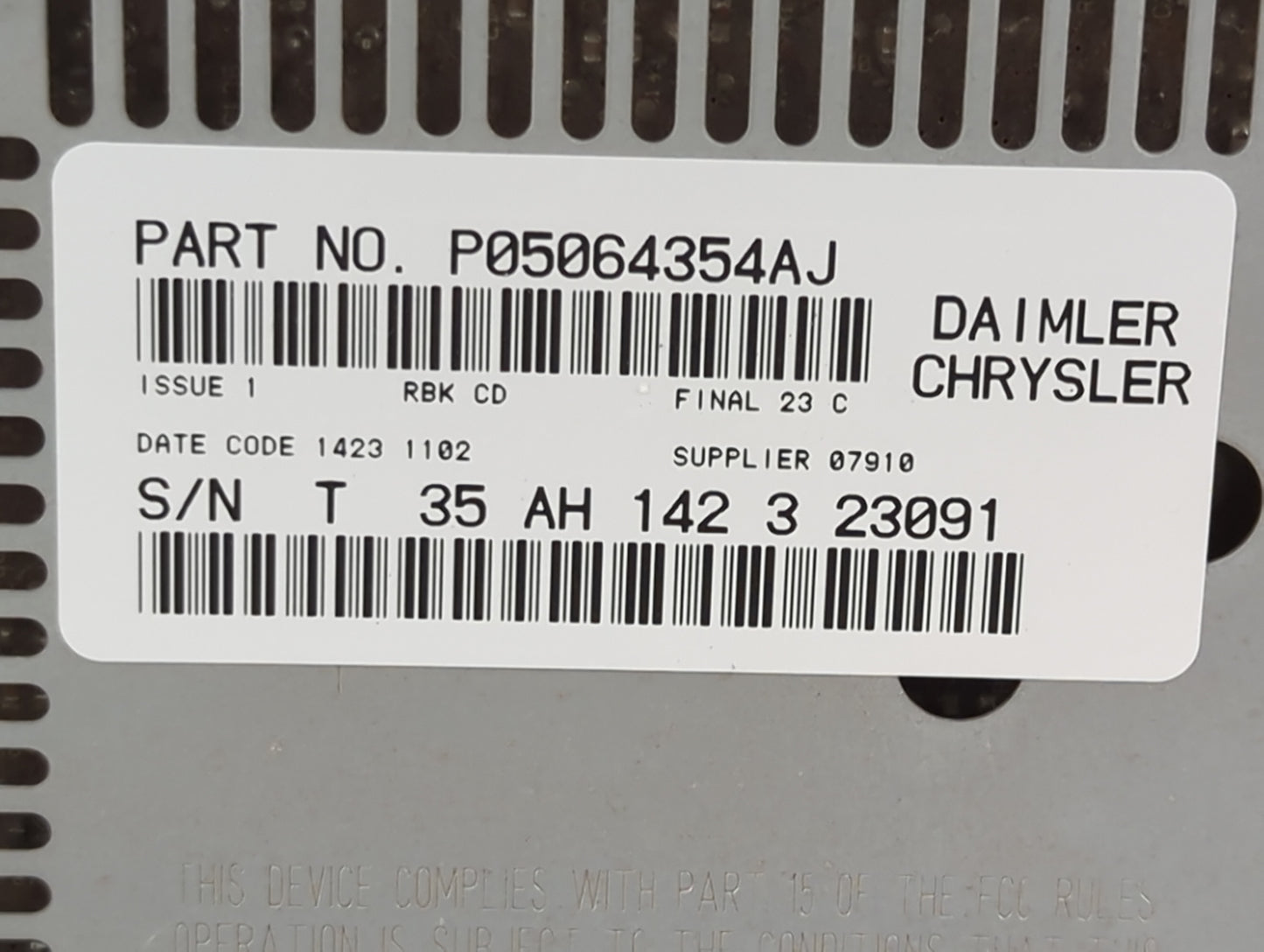 2003 Dodge Ram 1500 Radio AM FM Cd Player Receiver Replacement Fits OEM Used Auto Parts - Oemusedautoparts1.com