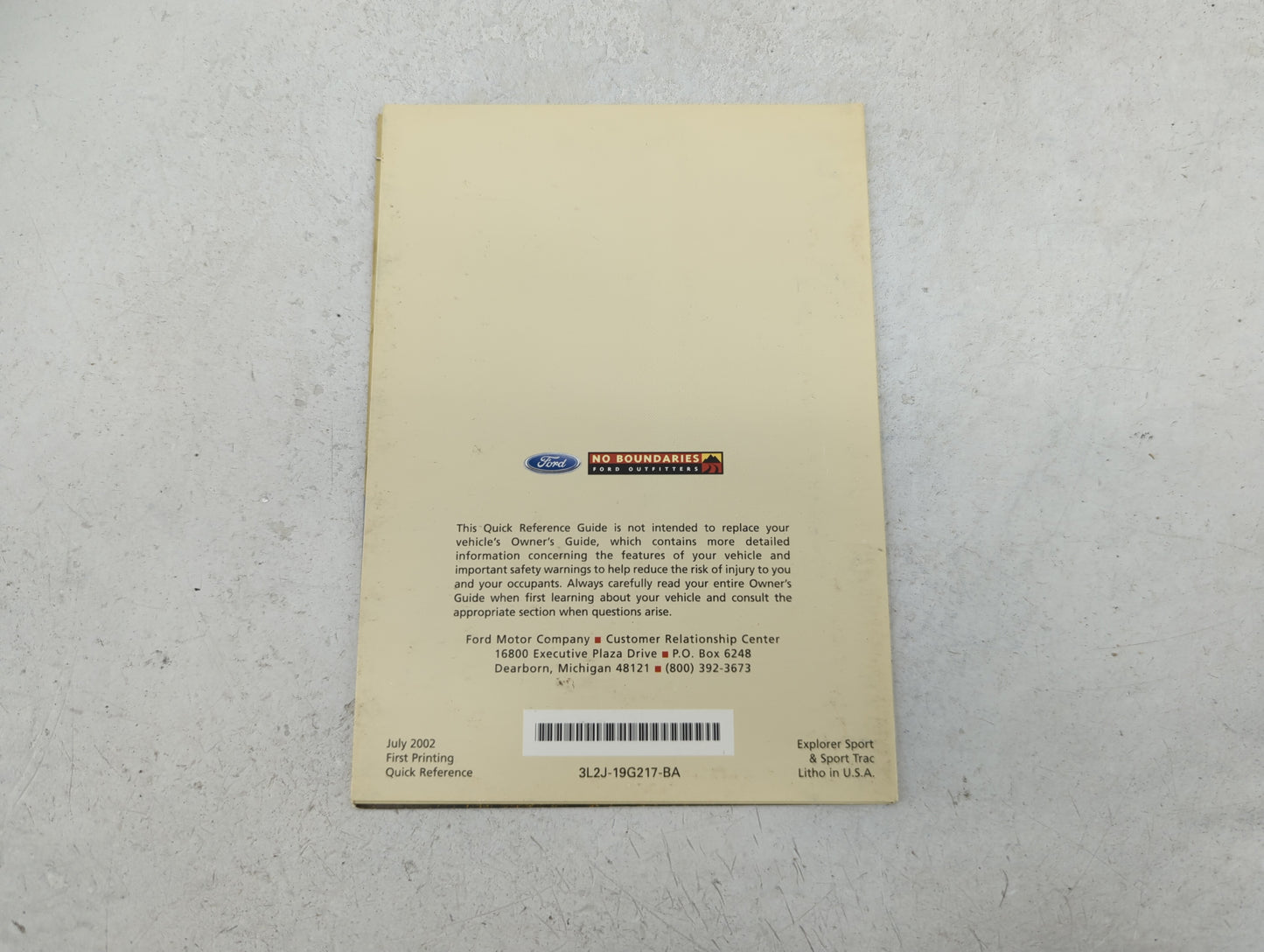2003 Ford Explorer Sport Trac Owners Manual Book Guide P/N:3L2J-19G217-BA OEM Used Auto Parts - Oemusedautoparts1.com