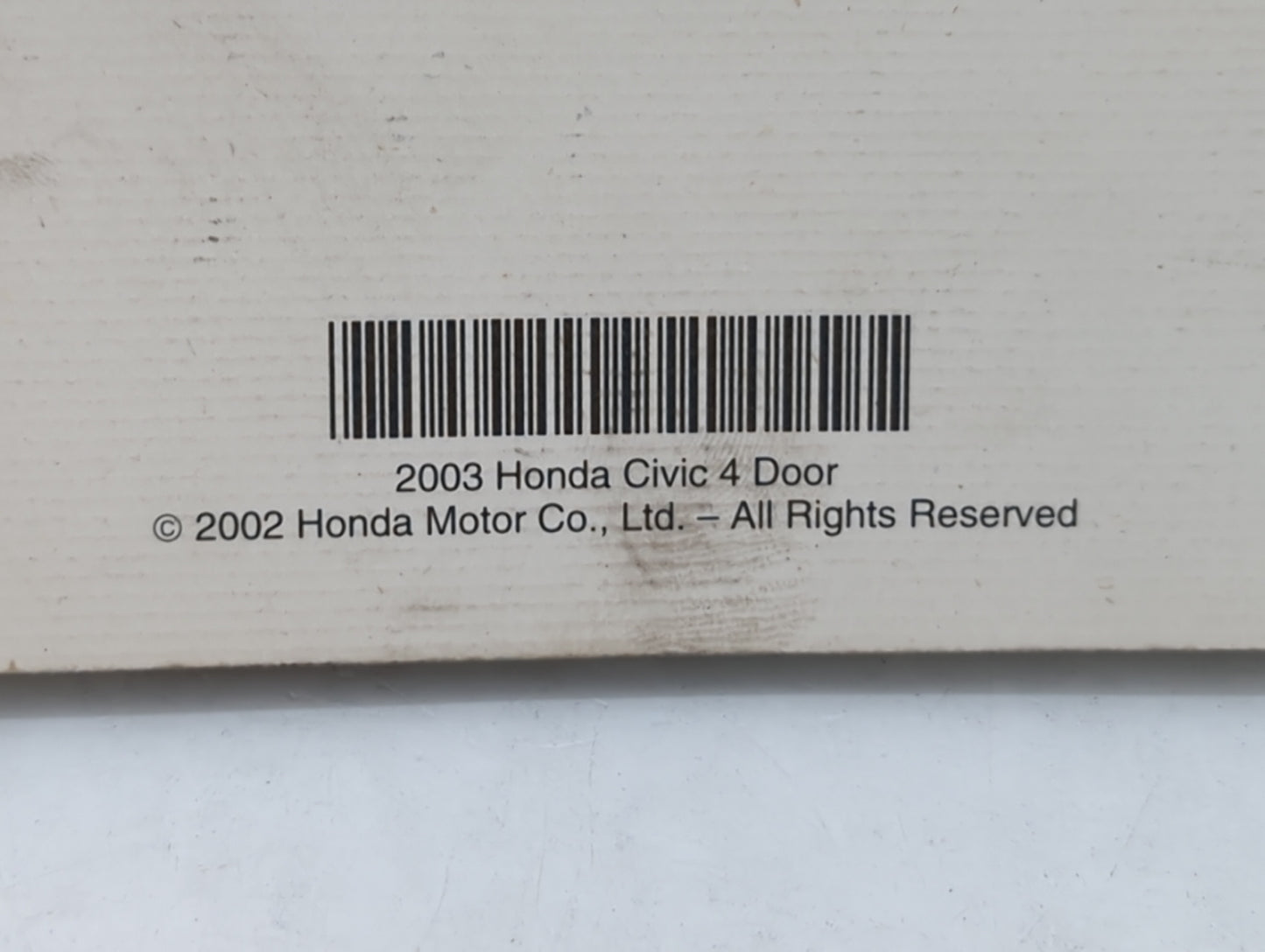 2003 Honda Civic Owners Manual Book Guide OEM Used Auto Parts - Oemusedautoparts1.com