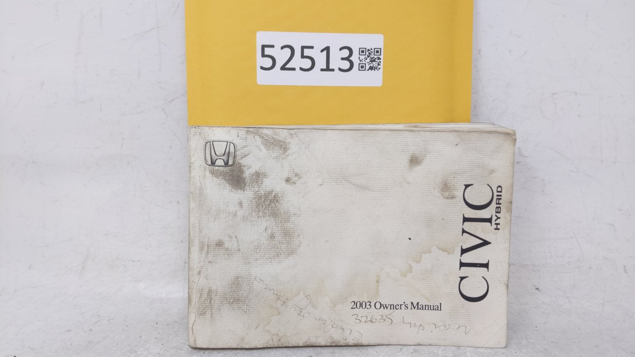 2003 Honda Civic Owners Manual Book Guide OEM Used Auto Parts - Oemusedautoparts1.com