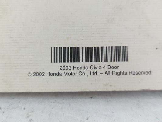 2003 Honda Civic Owners Manual Book Guide P/N:00X31-S5A-6200 OEM Used Auto Parts