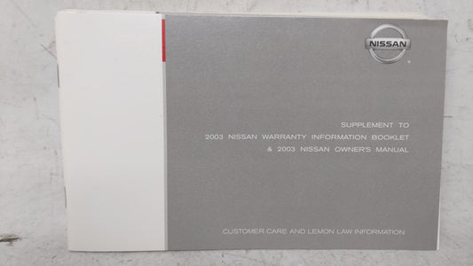 2003 Nissan Murano Owners Manual Book Guide OEM Used Auto Parts