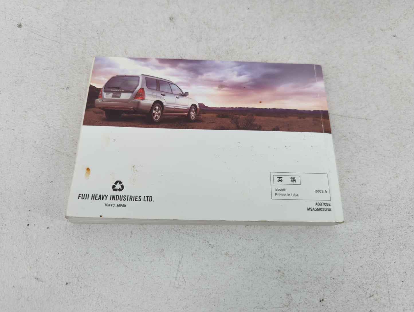 2003 Subaru Forester Owners Manual Book Guide P/N:MSA5M0304A OEM Used Auto Parts - Oemusedautoparts1.com