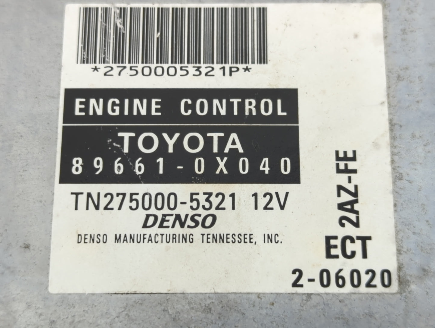 2003 Toyota Camry PCM Engine Control Computer ECU ECM PCU OEM P/N:89661-0X040 TN275000-5321, 275000-5321P Fits OEM Used Auto