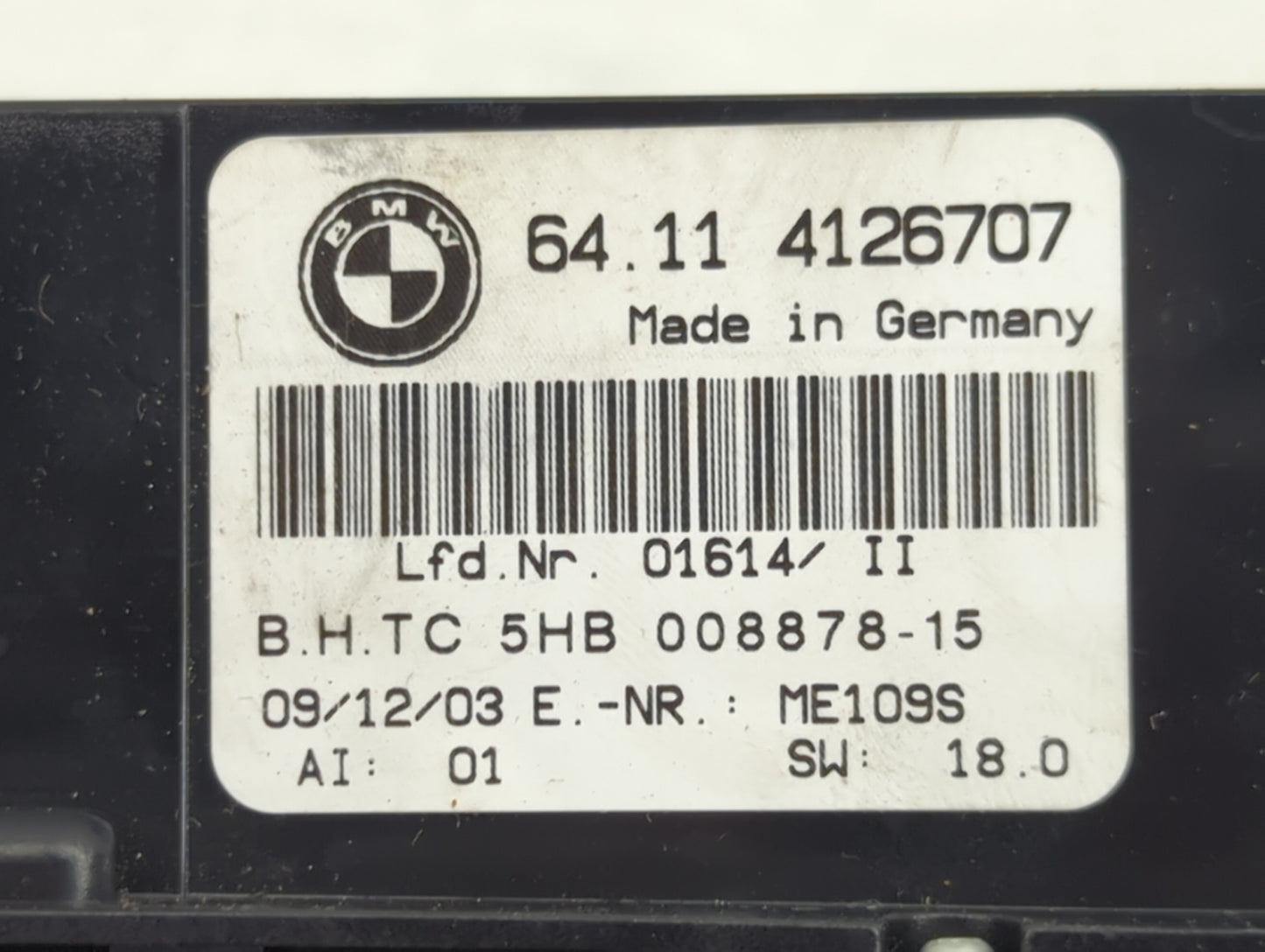 2004 Bmw 325i Climate Control Module Temperature AC/Heater Replacement P/N:64114126707 5HB008878-15 Fits OEM Used Auto Parts