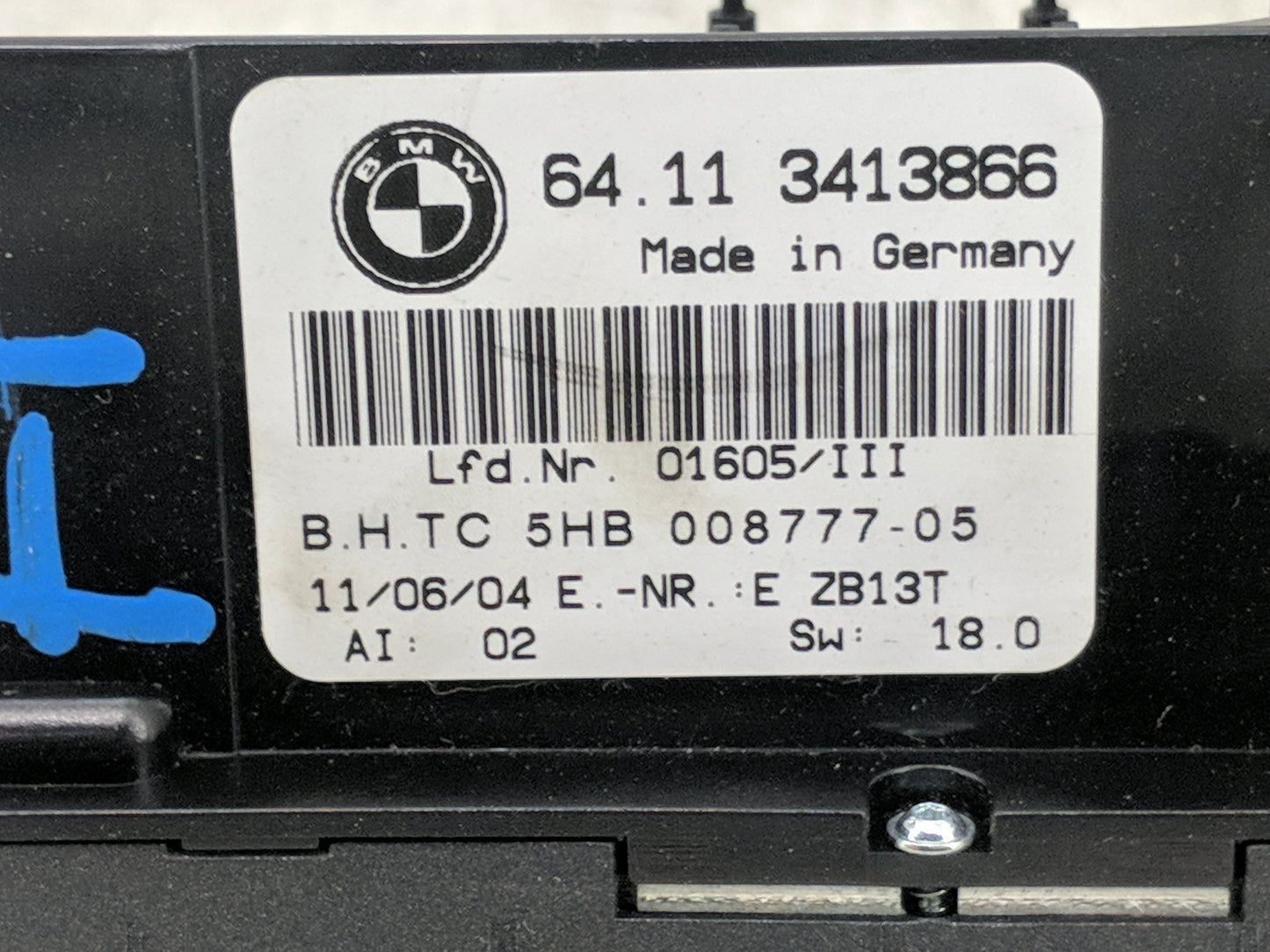 2004-2010 Bmw X3 Climate Control Module Temperature AC/Heater Replacement P/N:64113413866 5HB00877705 Fits OEM Used Auto Par