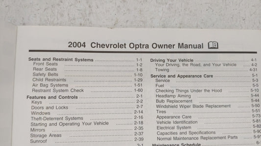 2004 Chevrolet Optra Owners Manual Book Guide OEM Used Auto Parts