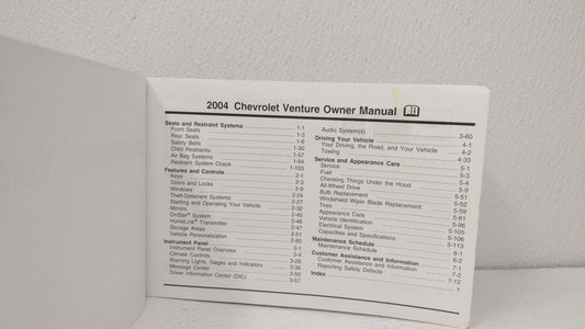 2004 Chevrolet Venture Owners Manual Book Guide OEM Used Auto Parts