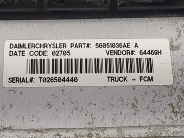2004 Dodge Ram PCM Engine Control Computer ECU ECM PCU OEM P/N:56051036AE Fits OEM Used Auto Parts