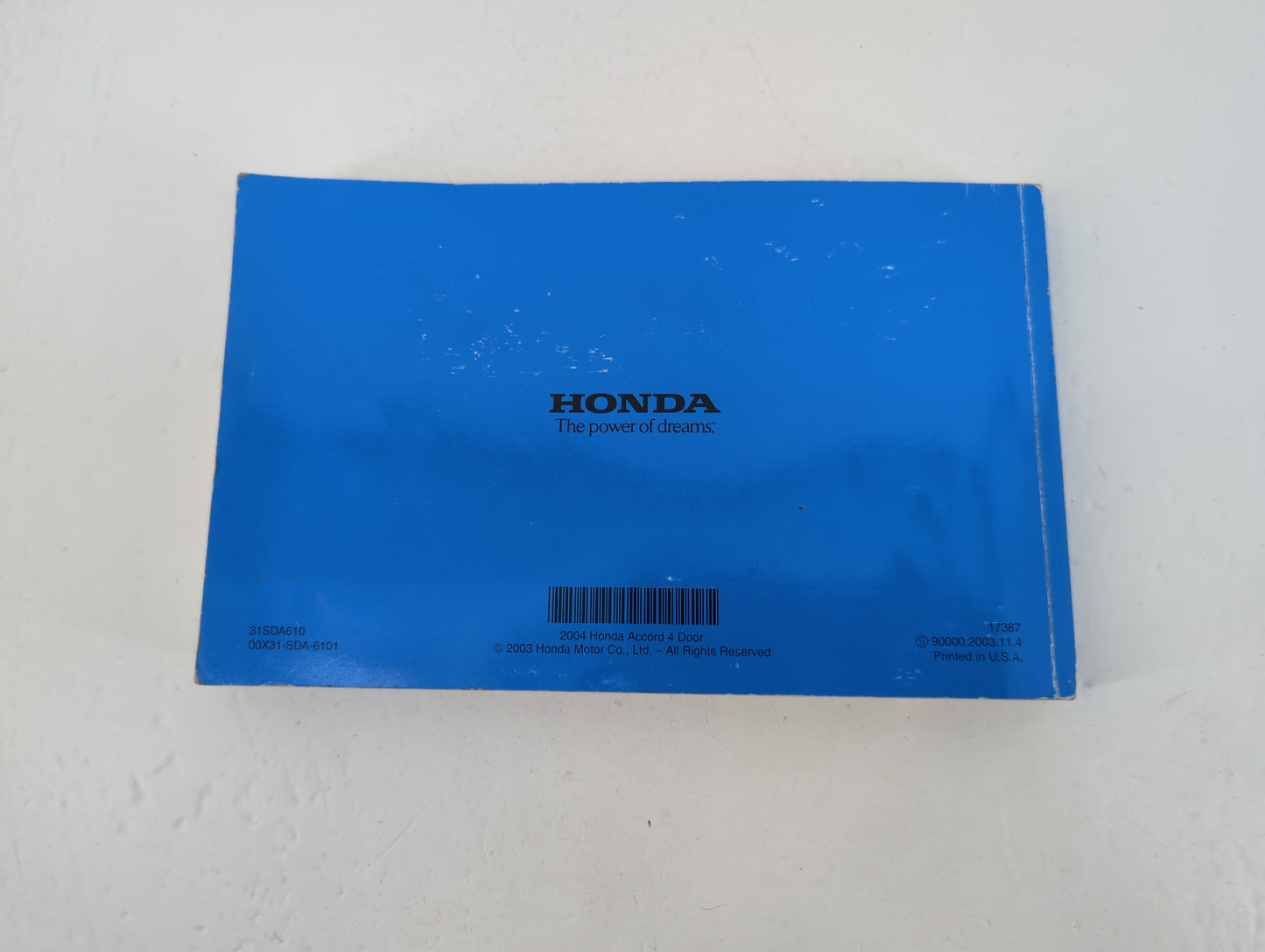2004 Honda Accord Owners Manual Book Guide P/N:00X31-SDA-6101 31SDA610 OEM Used Auto Parts - Oemusedautoparts1.com