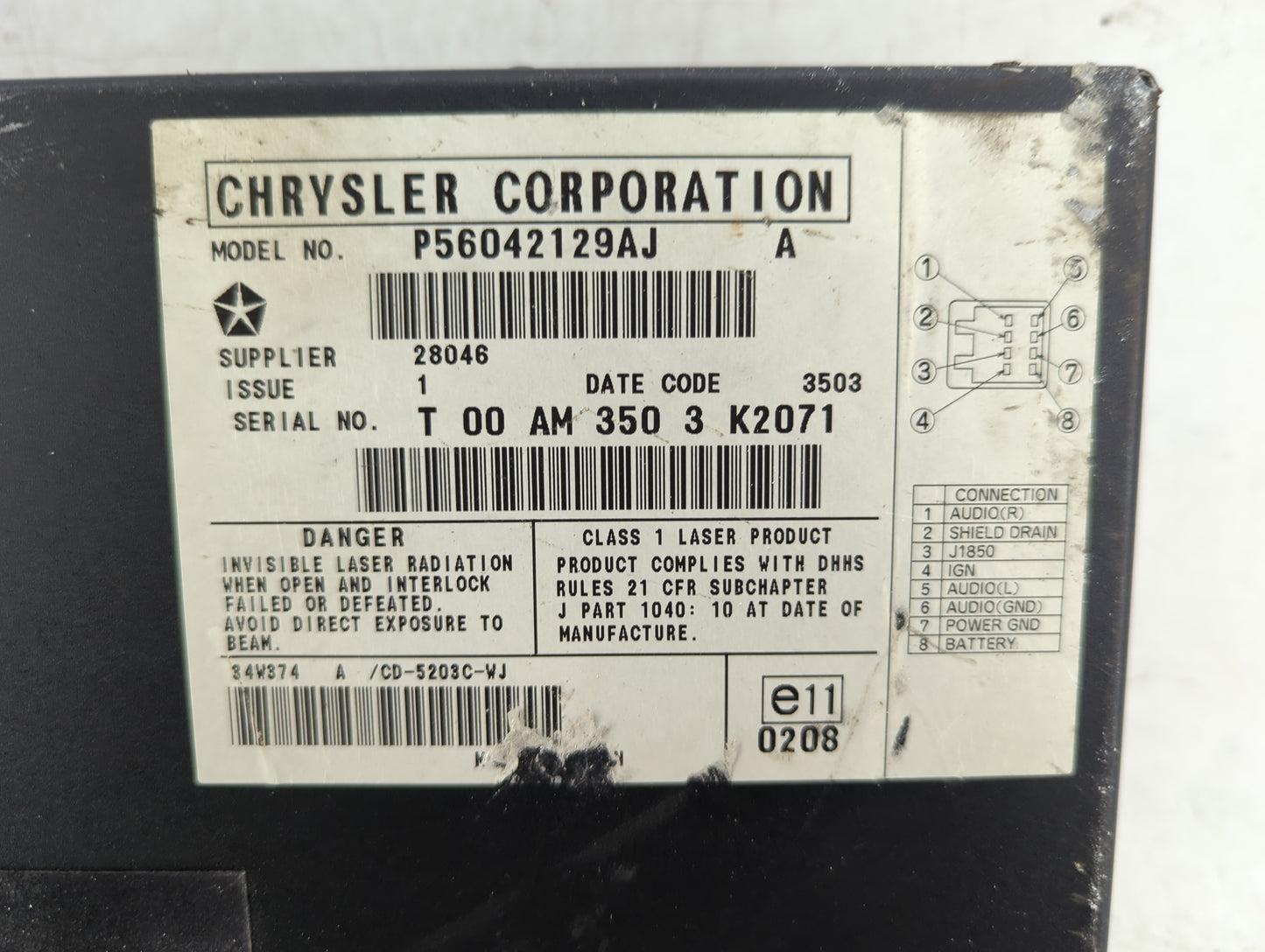 2004 Jeep Grand Cherokee Radio AM FM Cd Player Receiver Replacement P/N:56042129AJ Fits OEM Used Auto Parts - Oemusedautopar