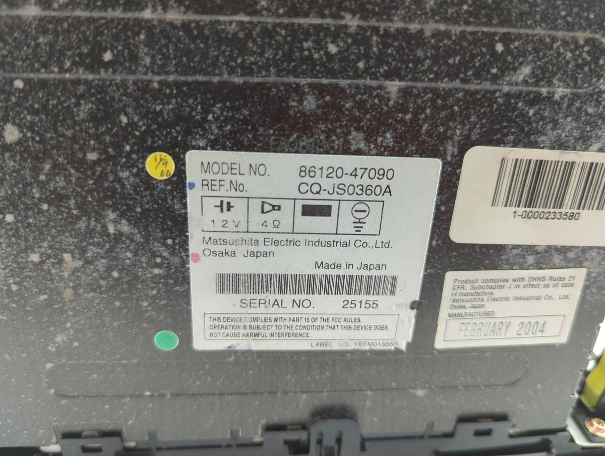 2004-2006 Toyota Prius Radio AM FM Cd Player Receiver Replacement P/N:86120-47090 Fits Fits 2004 2005 2006 OEM Used Auto Par